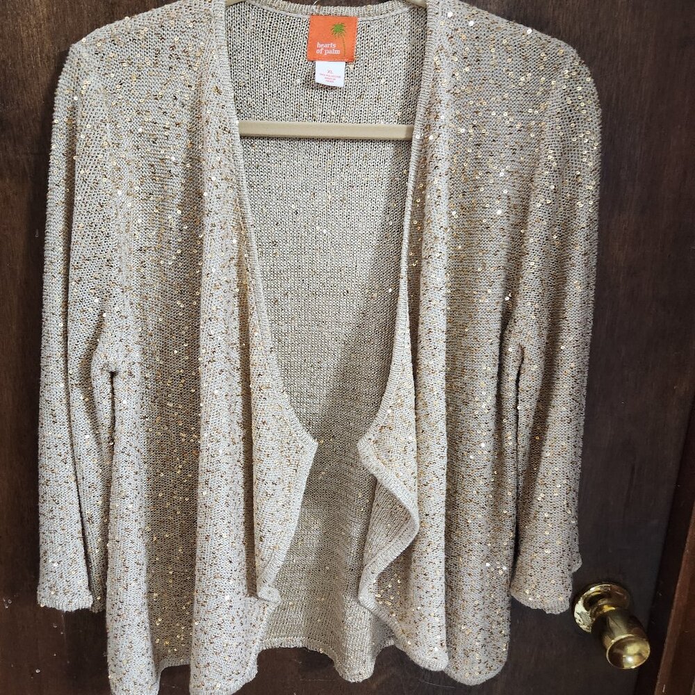 women's gold sequin knit sweater